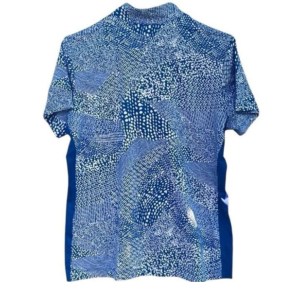 Tail White Label Golf Polo Shirt Size L Blue White Abstract Print Quarter Zip St - Picture 3 of 5